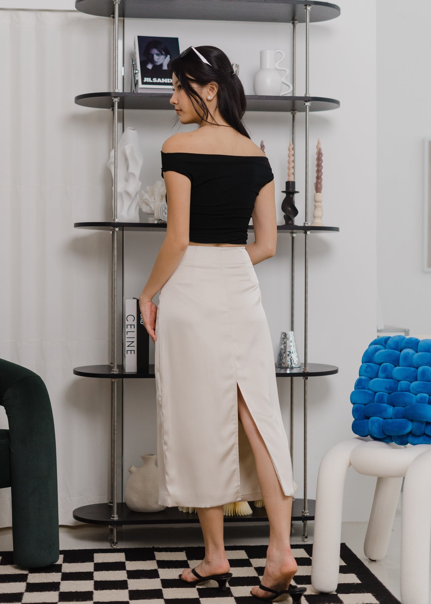 Lois Satin Skirt in Cream