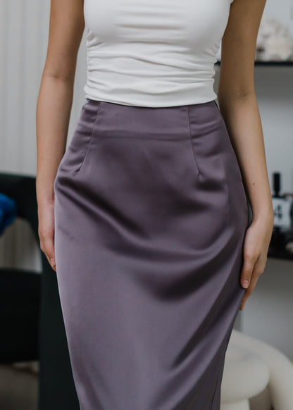 Lois Satin Skirt in Truffle