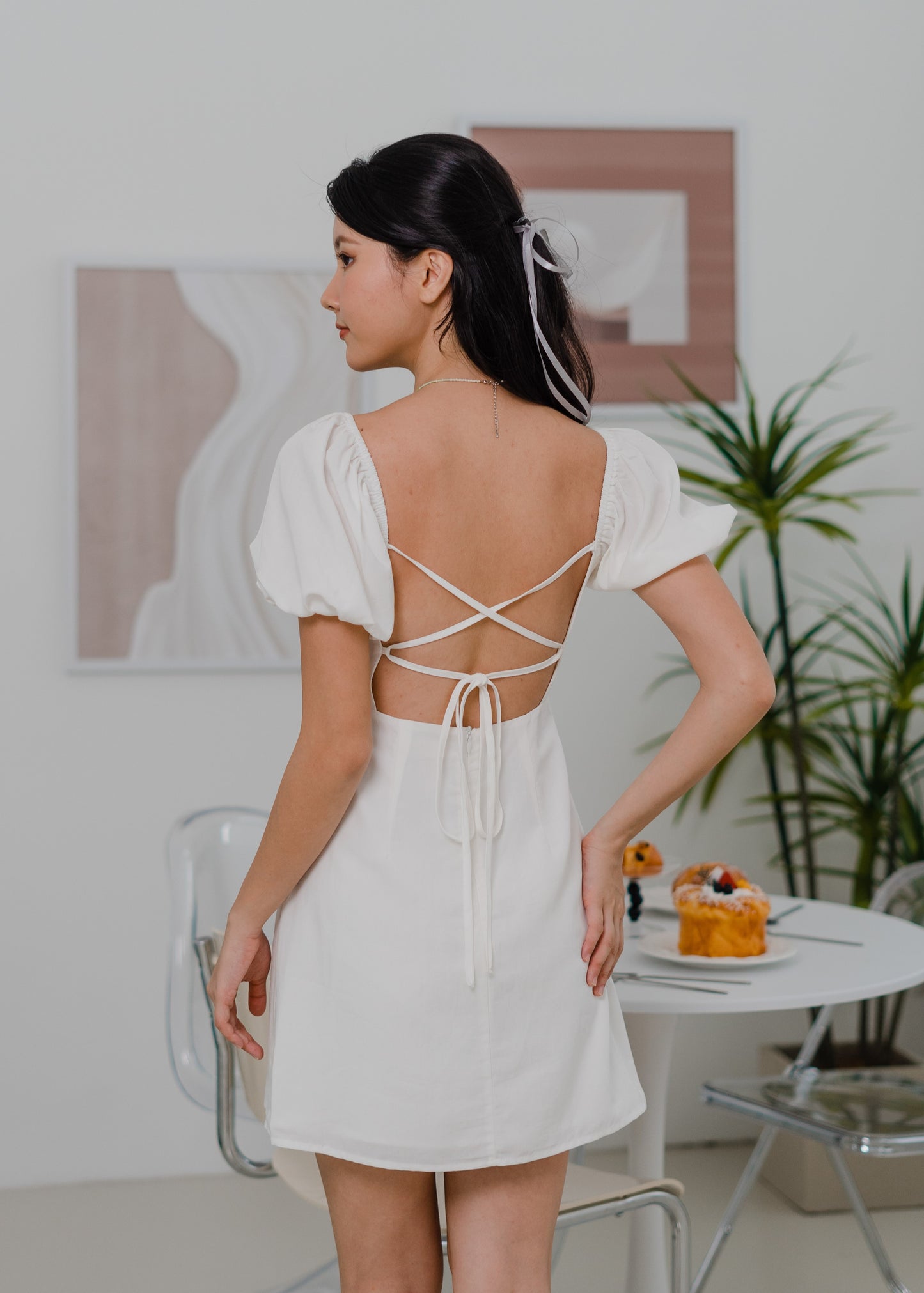 Kora Tie-Back Dress in White