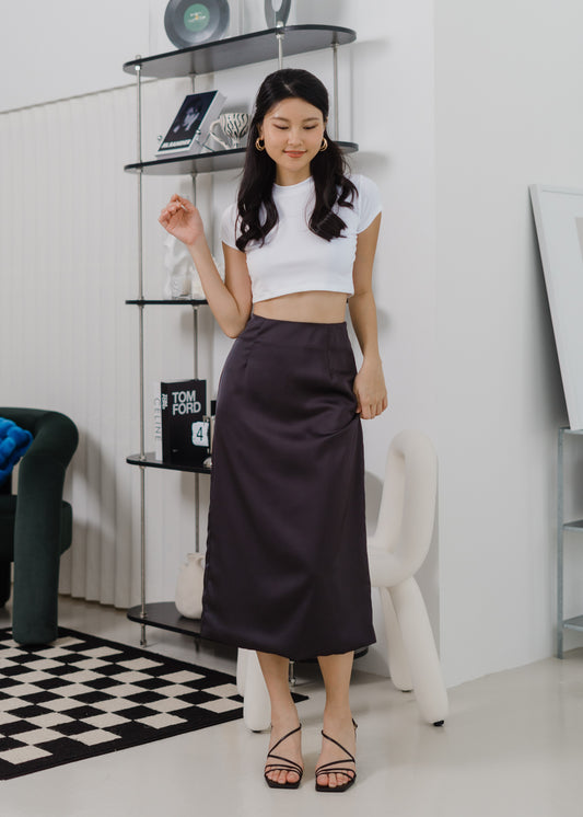 Lois Satin Skirt in Black