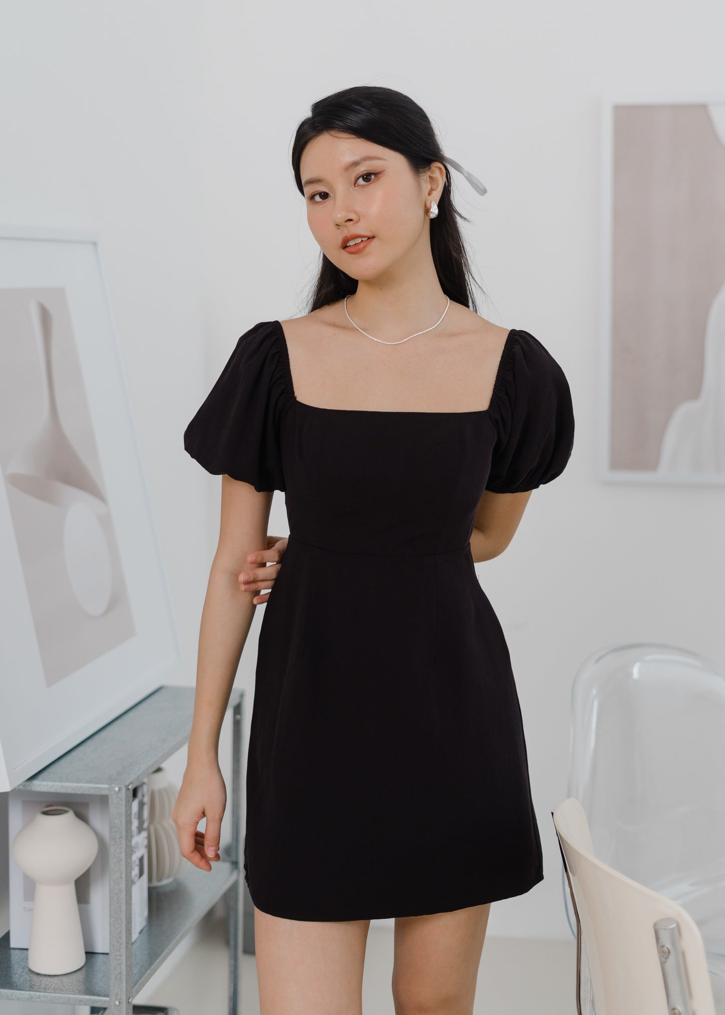 Kora Tie-Back Dress in Black