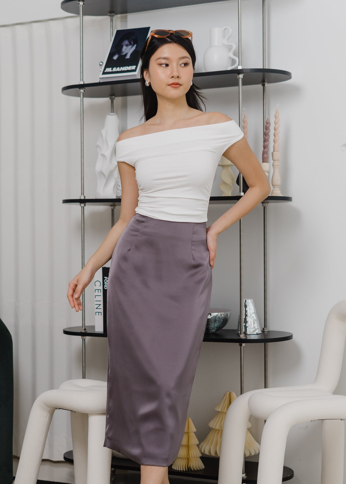 Lois Satin Skirt in Truffle