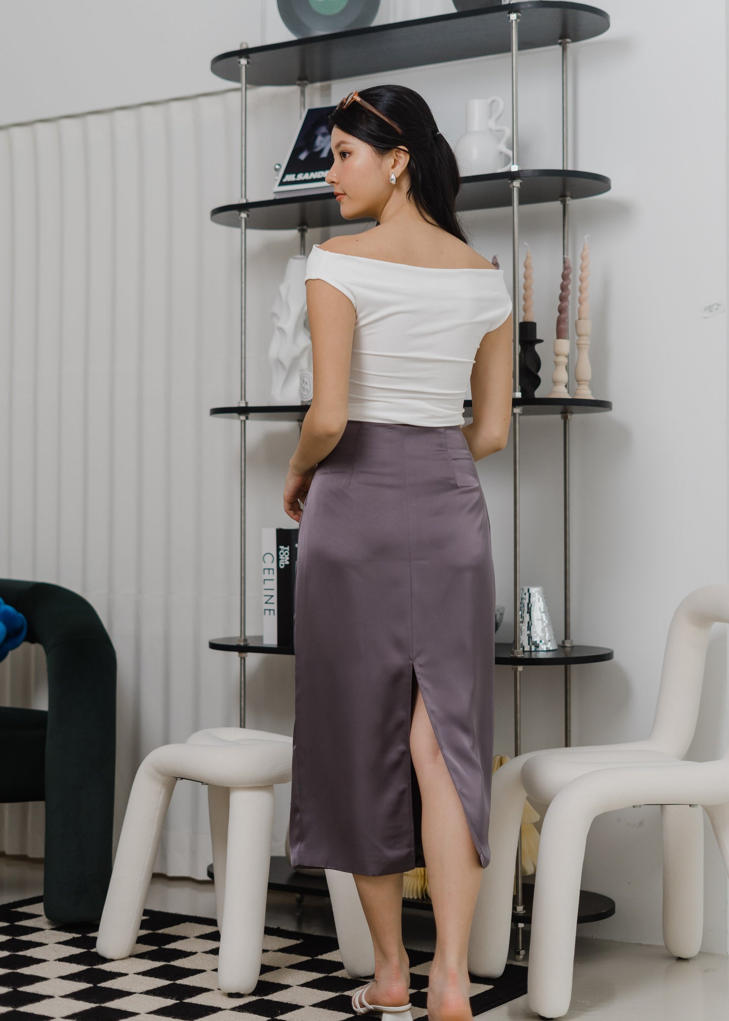 Lois Satin Skirt in Truffle