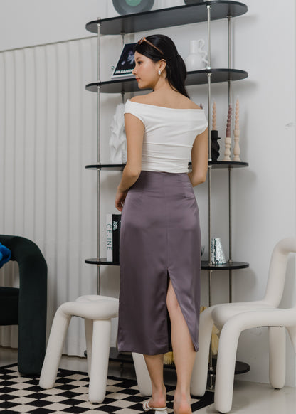 Lois Satin Skirt in Truffle