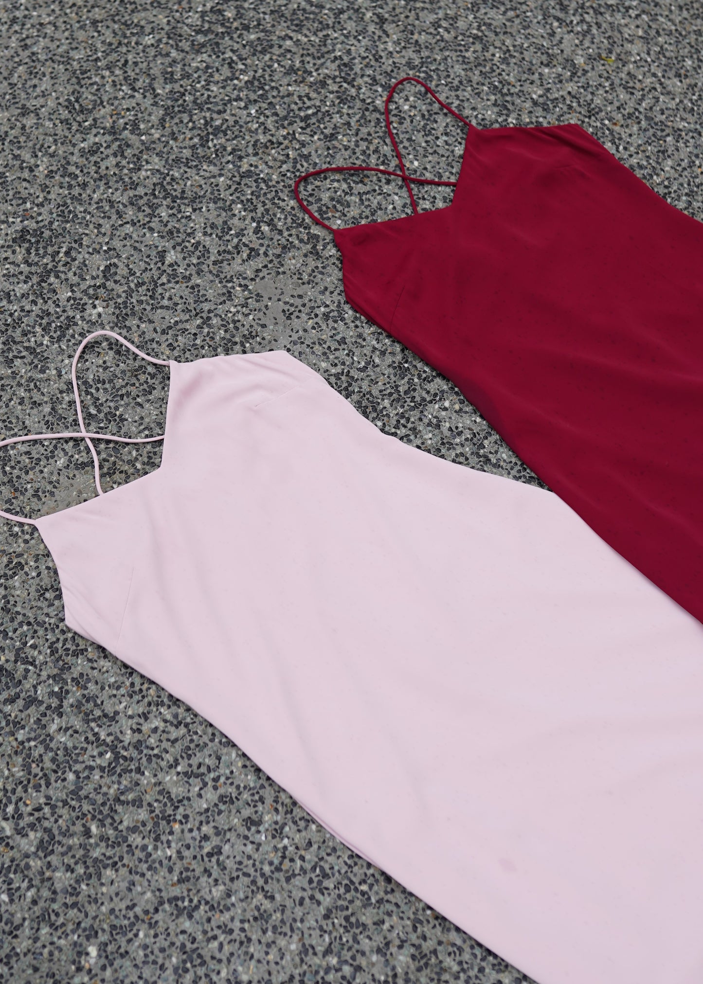 Arden Slip Dress V2 in Blush & Maroon