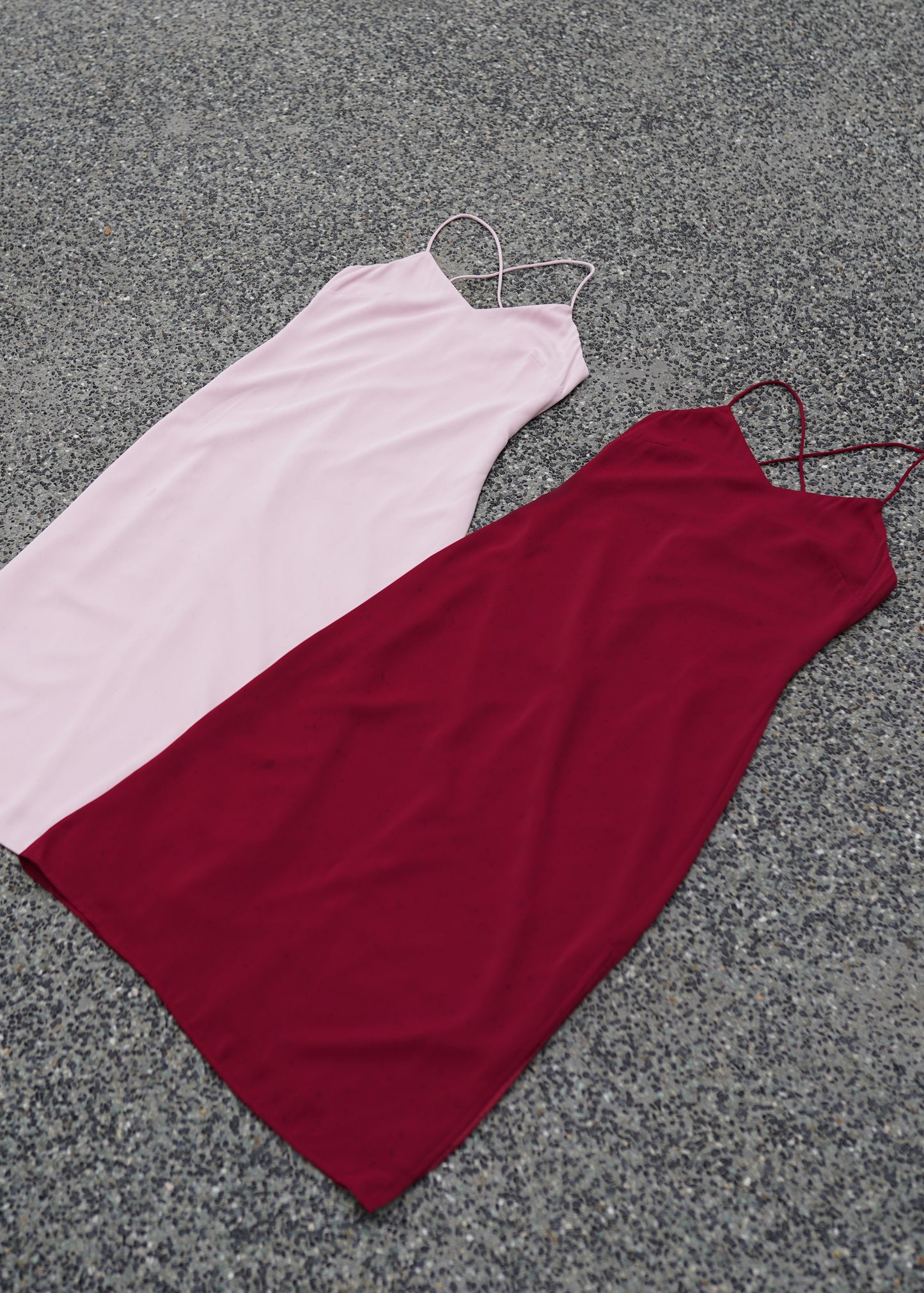 Arden Slip Dress V2 in Blush & Maroon