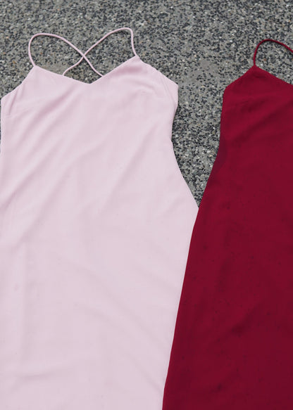 Arden Slip Dress V2 in Blush & Maroon