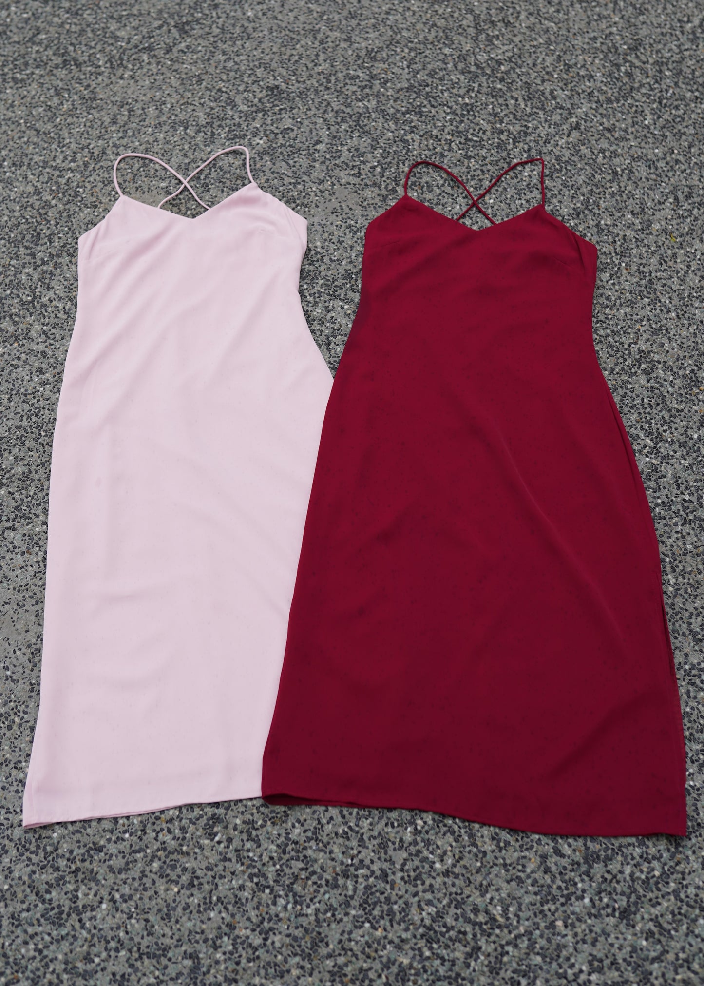 Arden Slip Dress V2 in Blush & Maroon