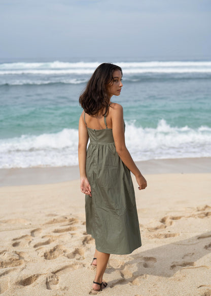 Blakely Midi Dress in Matcha