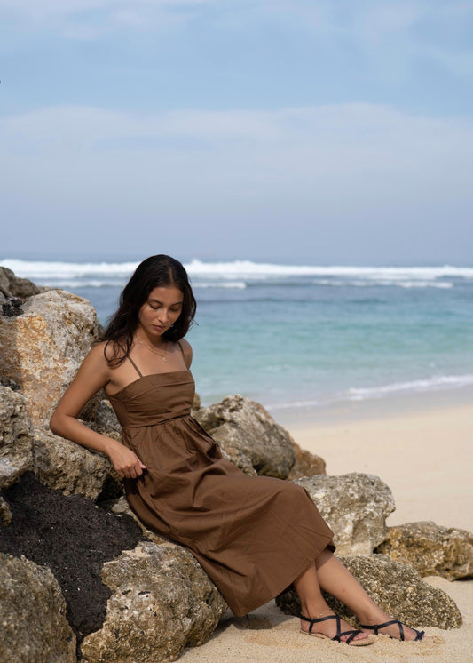 Blakely Midi Dress in Mocha