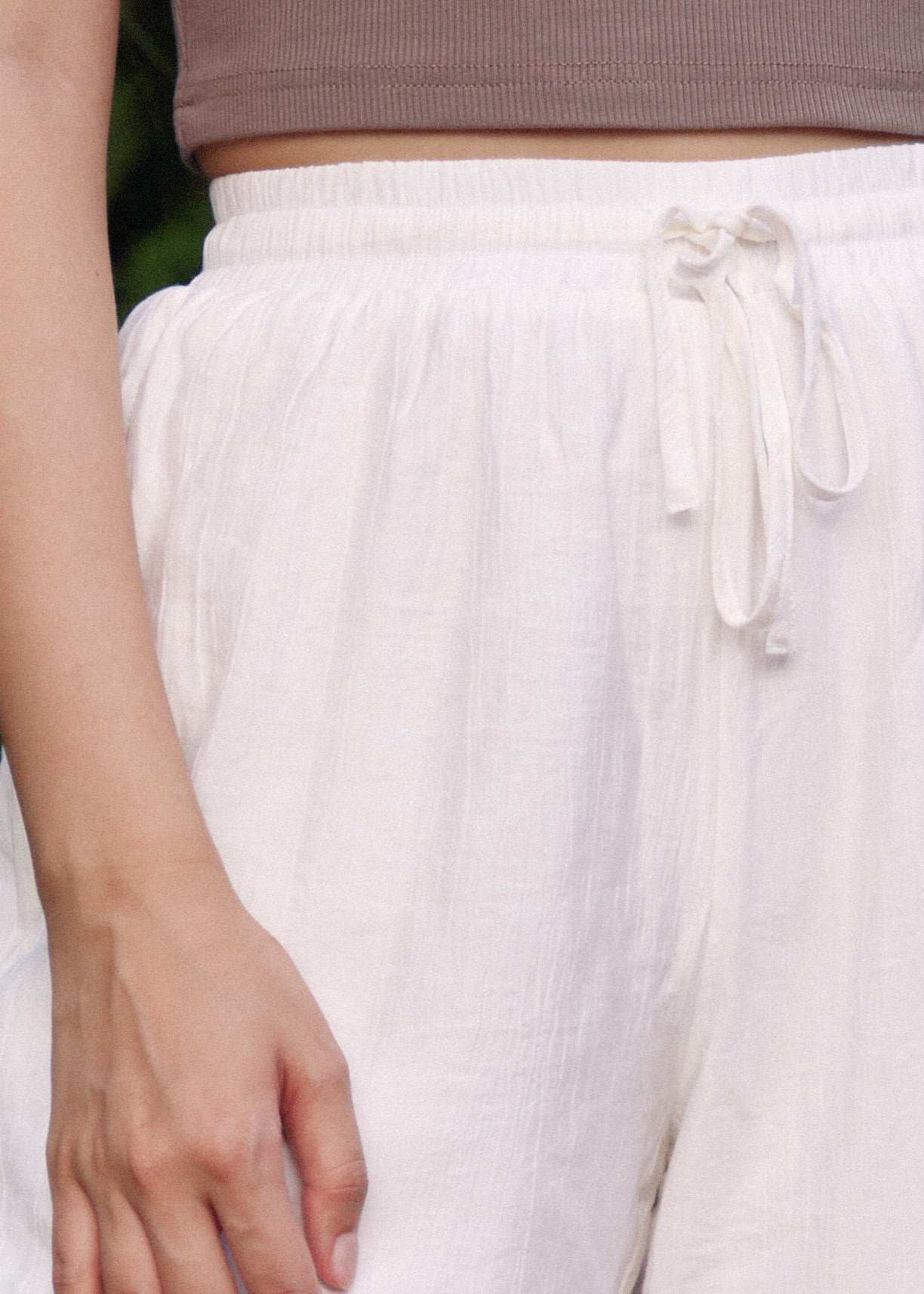 Freya Crinkled Lounge Pants in White