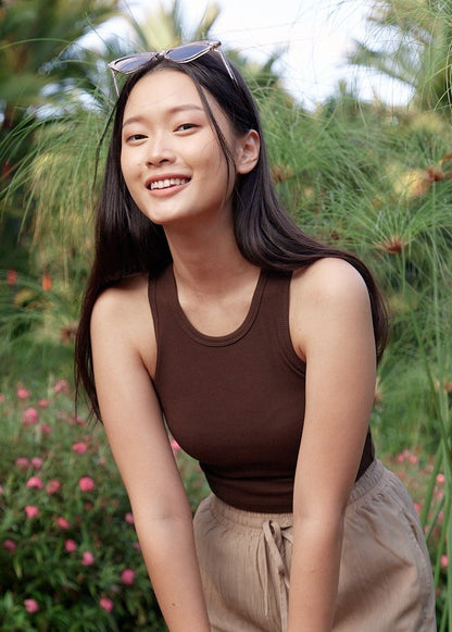 Eve Racer Crop Top in Chocolate
