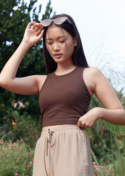 Eve Racer Crop Top in Chocolate