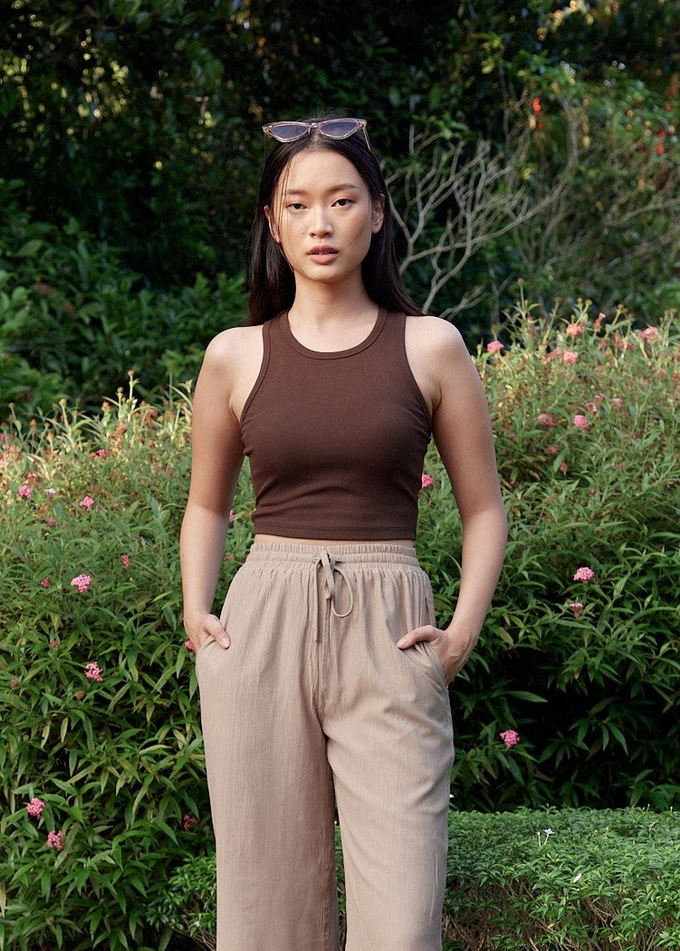 Eve Racer Crop Top in Chocolate